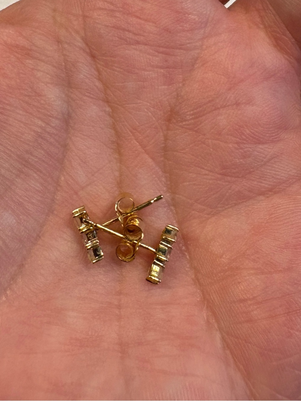 Mejuri white sapphire line stud earrings in gold - Picture 6 of 7